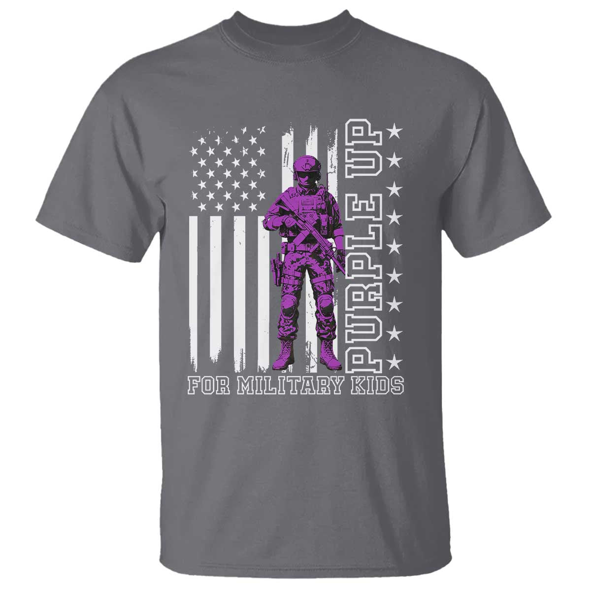 Purple Up For Military Kids T Shirt Military Child Month TS02 Charcoal Print Your Wear