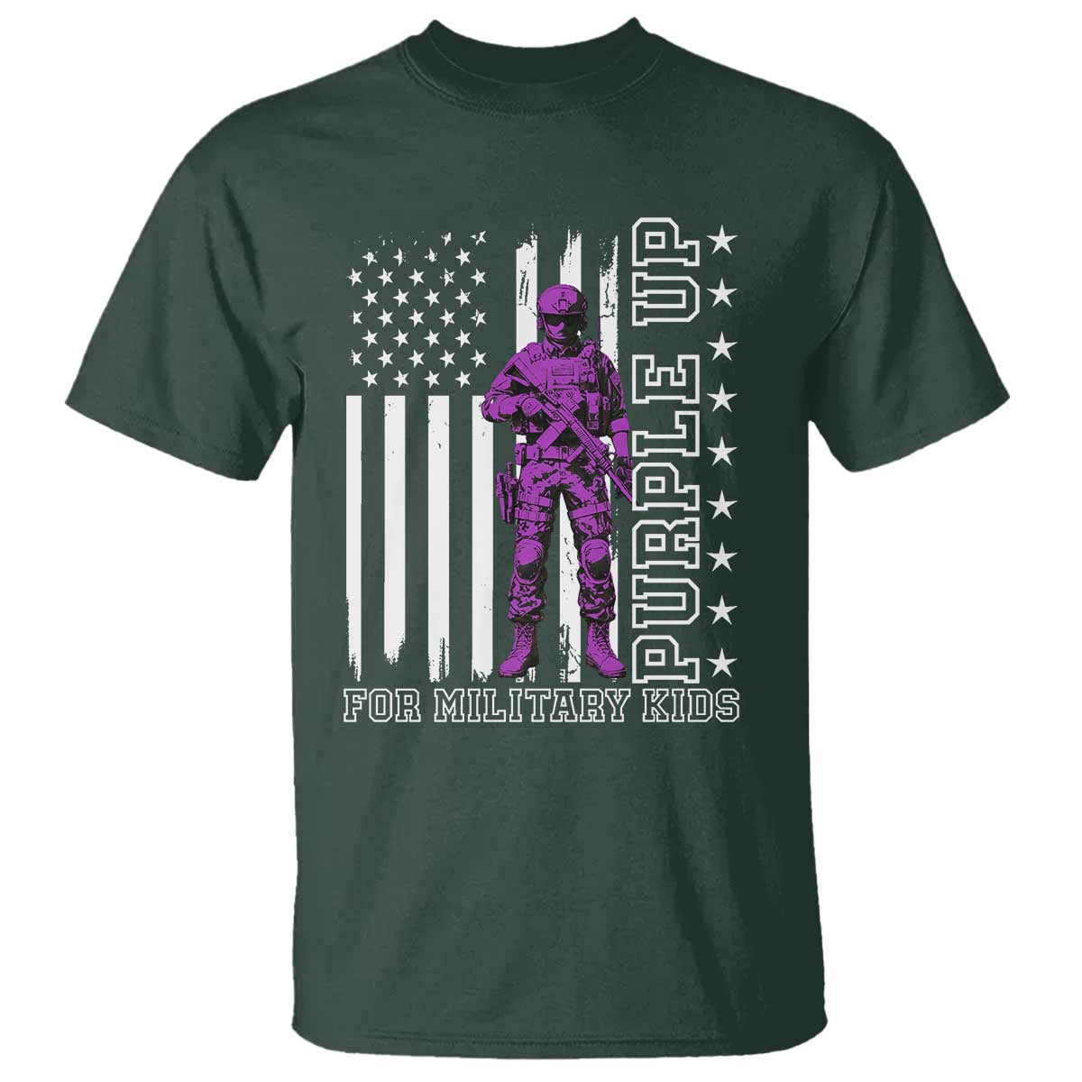 Purple Up For Military Kids T Shirt Military Child Month TS02 Dark Forest Green Print Your Wear