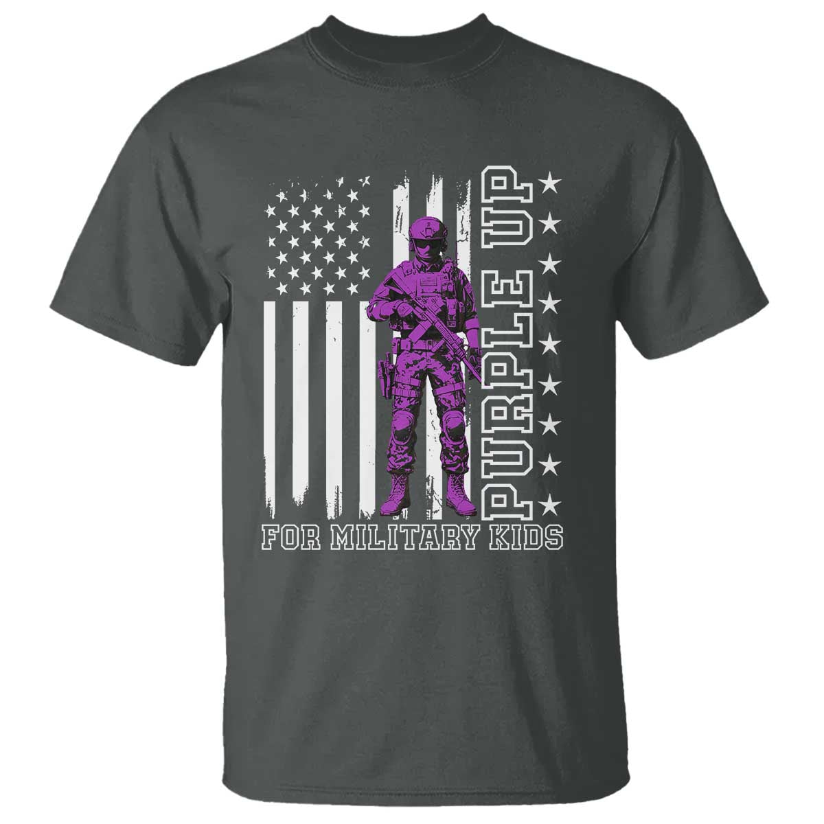 Purple Up For Military Kids T Shirt Military Child Month TS02 Dark Heather Print Your Wear