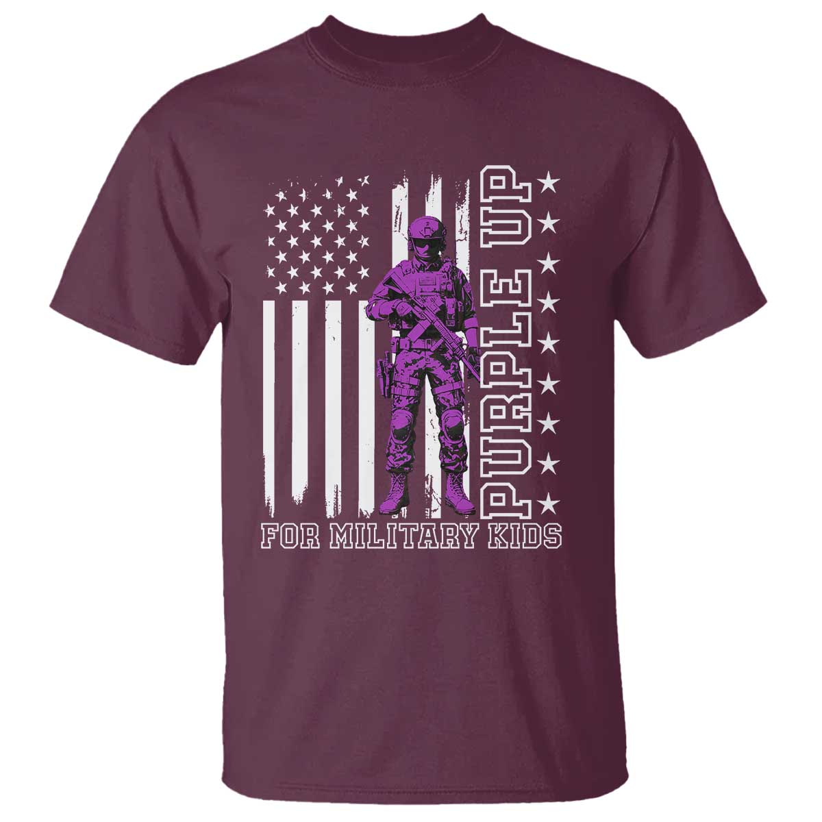 Purple Up For Military Kids T Shirt Military Child Month TS02 Maroon Print Your Wear