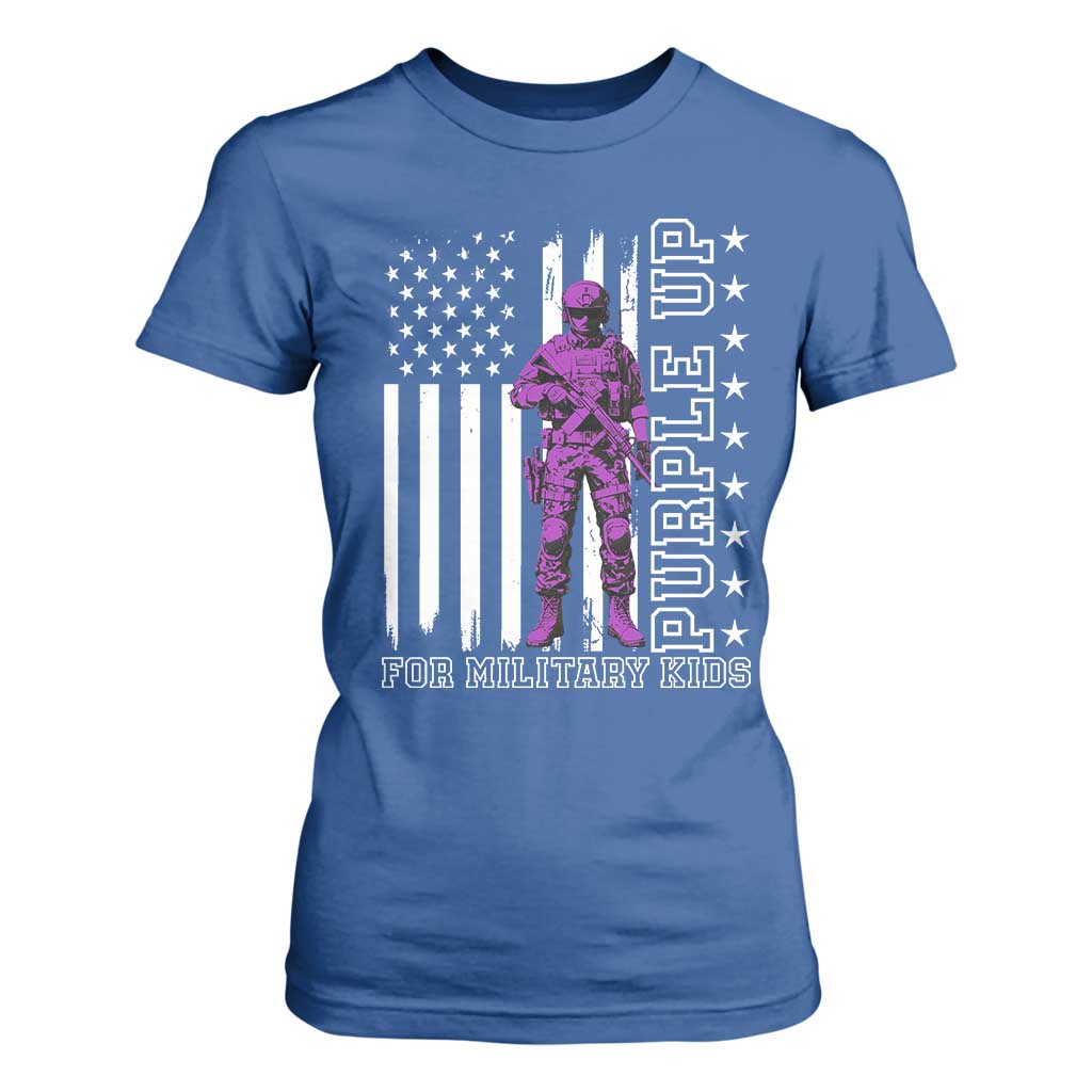 Purple Up For Military Kids T Shirt For Women Military Child Month TS02 Royal Blue Print Your Wear