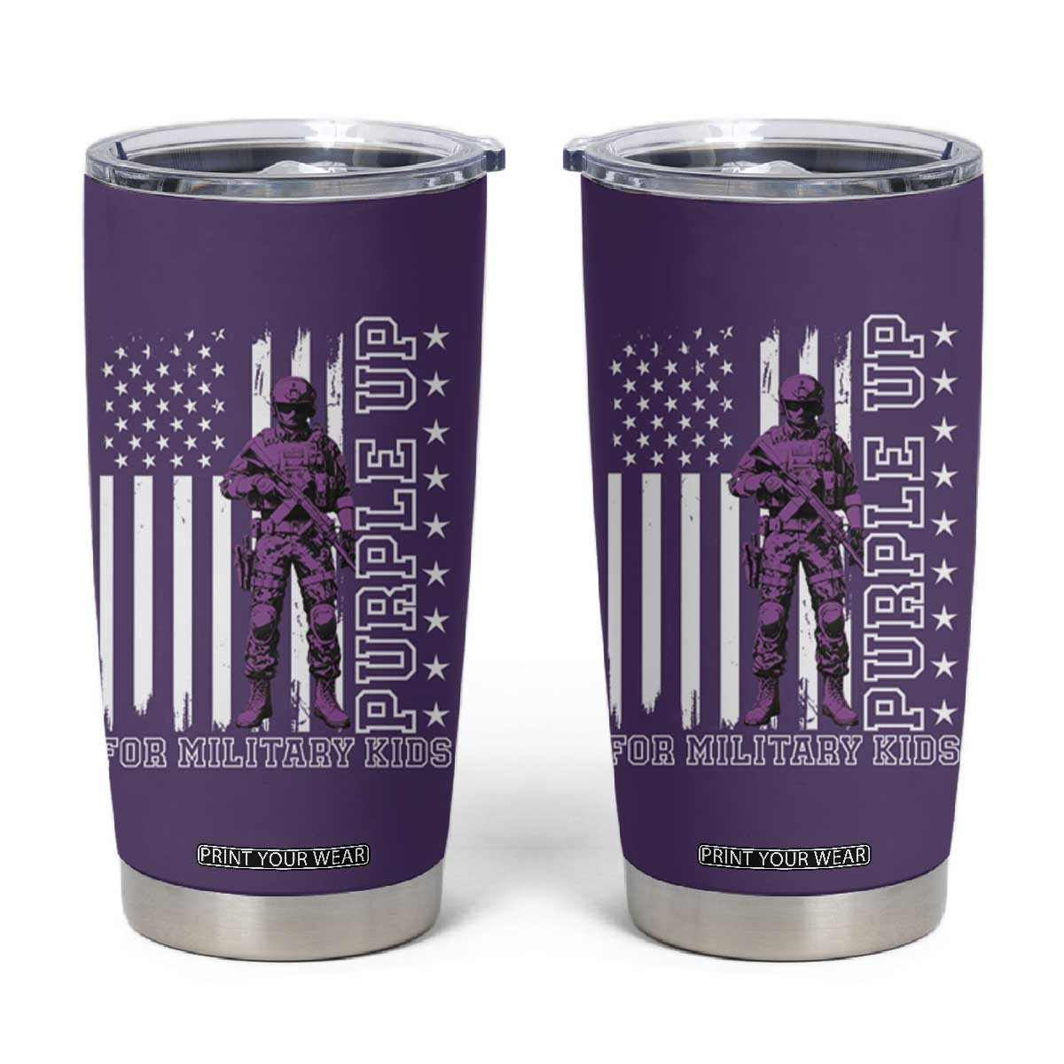 Purple Up For Military Kids Tumbler Cup Military Child Month TS02 Purple Print Your Wear