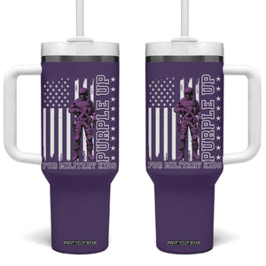 Purple Up For Military Kids Tumbler With Handle Military Child Month TS02 One Size: 40 oz Purple Print Your Wear