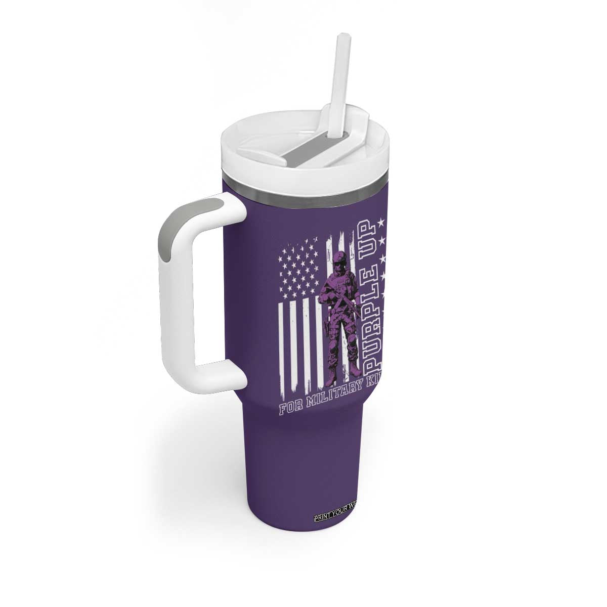 Purple Up For Military Kids Tumbler With Handle Military Child Month TS02 Print Your Wear