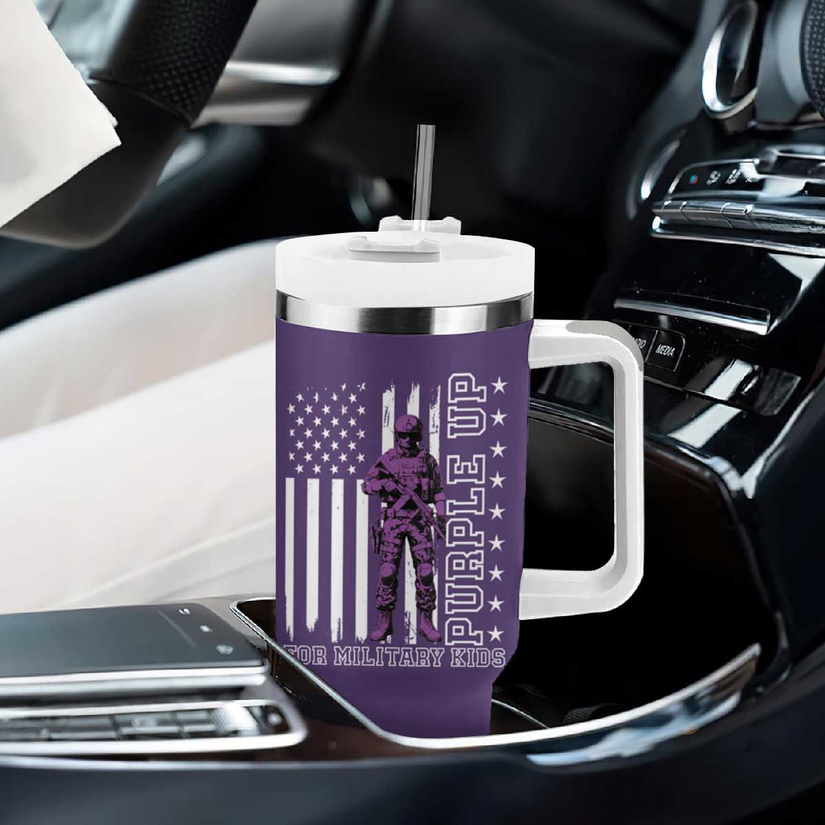 Purple Up For Military Kids Tumbler With Handle Military Child Month TS02 Print Your Wear