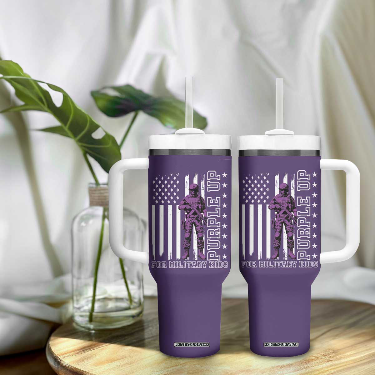 Purple Up For Military Kids Tumbler With Handle Military Child Month TS02 Print Your Wear