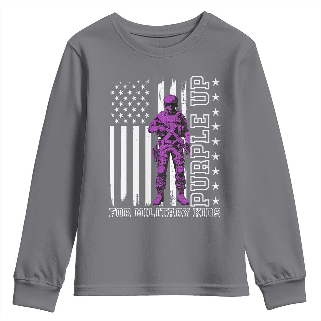 Purple Up For Military Kids Youth Sweatshirt Military Child Month TS02 Charcoal Print Your Wear