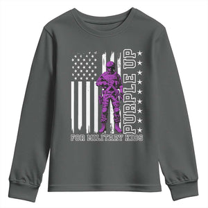 Purple Up For Military Kids Youth Sweatshirt Military Child Month TS02 Dark Heather Print Your Wear