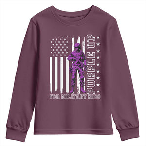 Purple Up For Military Kids Youth Sweatshirt Military Child Month TS02 Maroon Print Your Wear