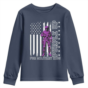 Purple Up For Military Kids Youth Sweatshirt Military Child Month TS02 Navy Print Your Wear