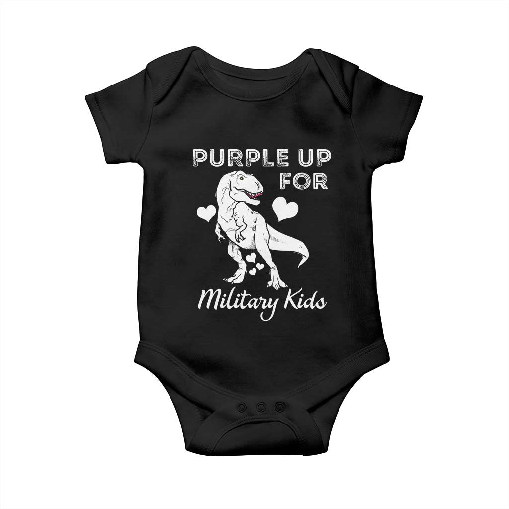 Purple Up For Military Kids Baby Onesie Military Child Month Dinosaur TS02 Black Print Your Wear