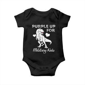 Purple Up For Military Kids Baby Onesie Military Child Month Dinosaur TS02 Black Print Your Wear