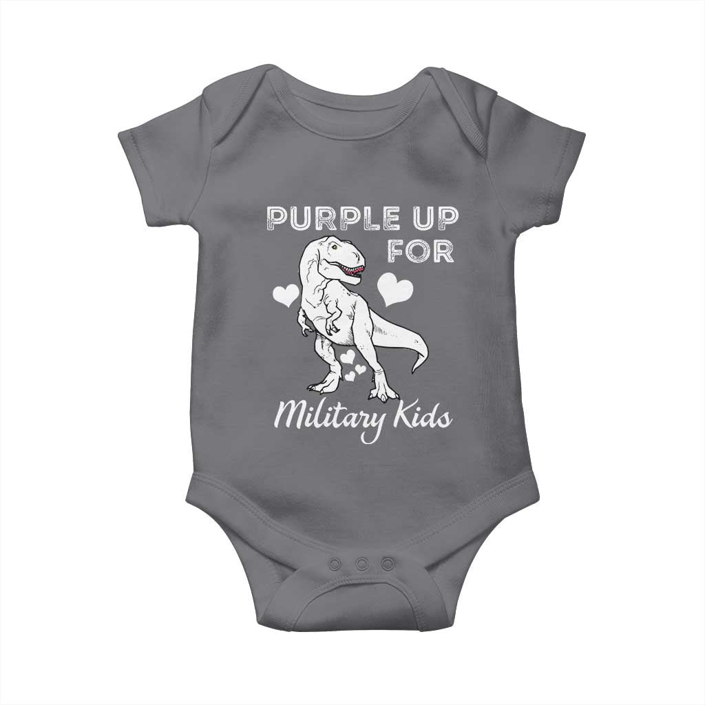 Purple Up For Military Kids Baby Onesie Military Child Month Dinosaur TS02 Charcoal Print Your Wear