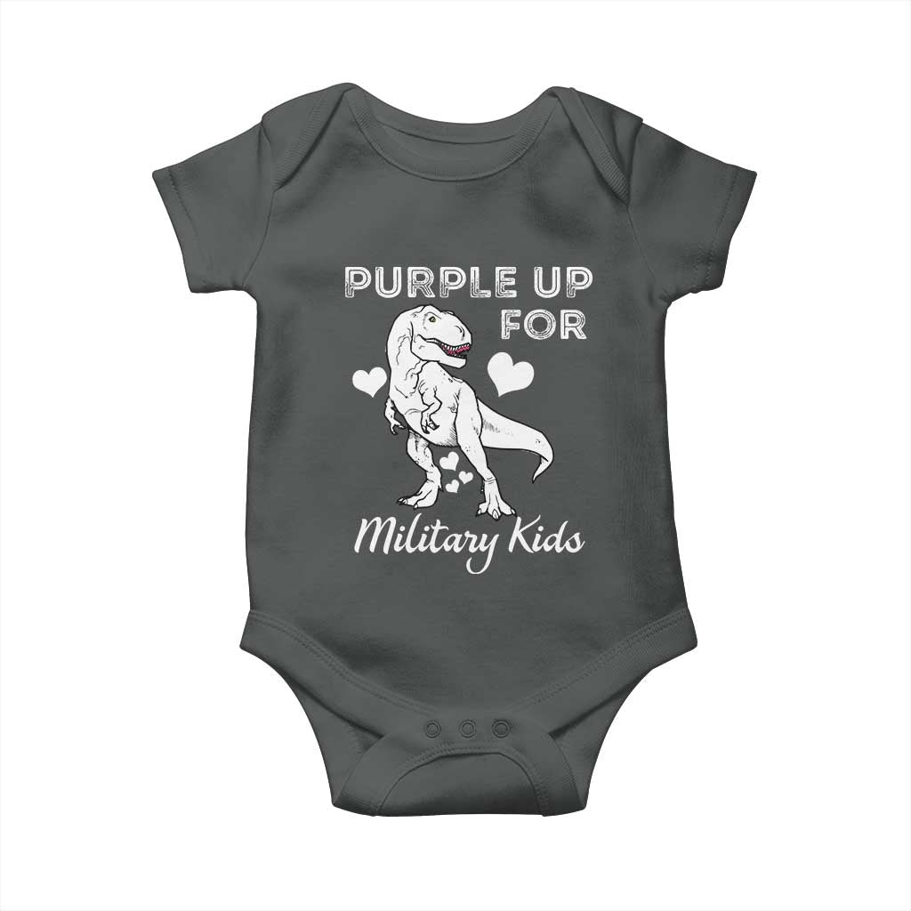 Purple Up For Military Kids Baby Onesie Military Child Month Dinosaur TS02 Dark Heather Print Your Wear