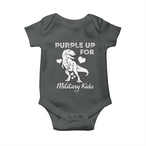 Purple Up For Military Kids Baby Onesie Military Child Month Dinosaur TS02 Dark Heather Print Your Wear