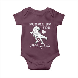 Purple Up For Military Kids Baby Onesie Military Child Month Dinosaur TS02 Maroon Print Your Wear