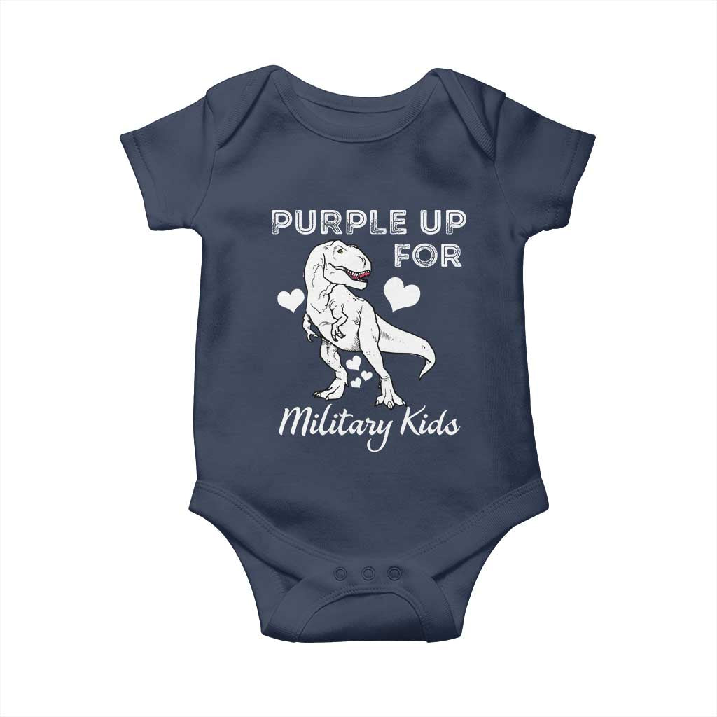 Purple Up For Military Kids Baby Onesie Military Child Month Dinosaur TS02 Navy Print Your Wear
