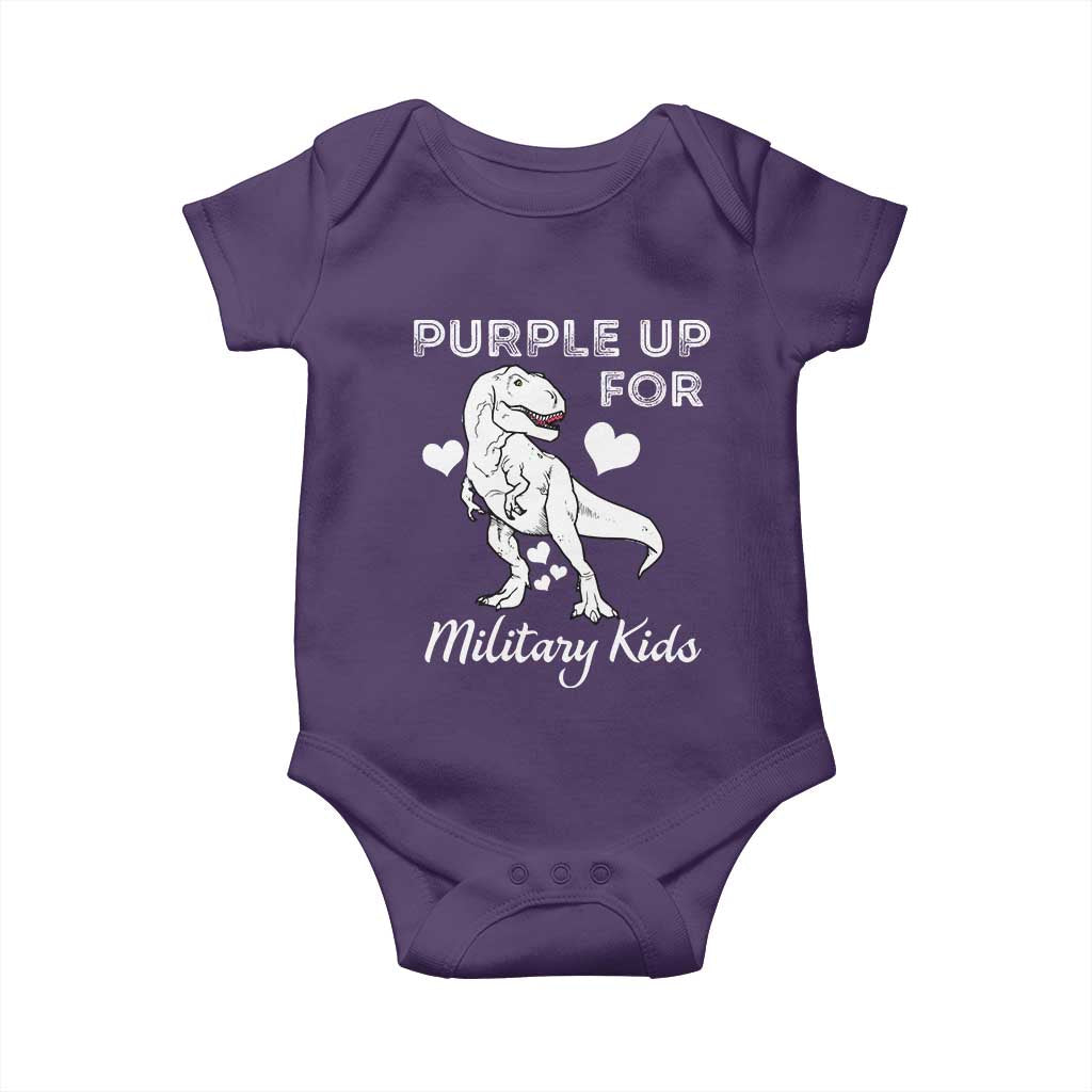 Purple Up For Military Kids Baby Onesie Military Child Month Dinosaur TS02 Purple Print Your Wear
