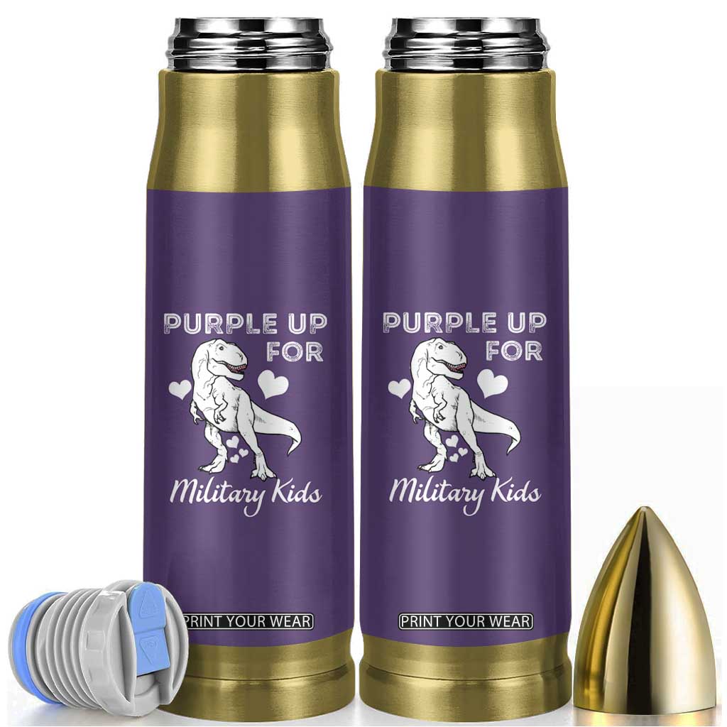 Purple Up For Military Kids Bullet Tumbler Military Child Month Dinosaur TS02 Purple Print Your Wear