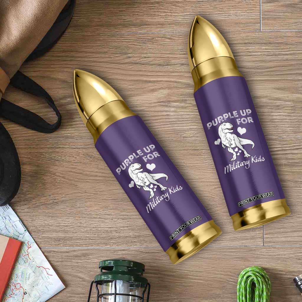 Purple Up For Military Kids Bullet Tumbler Military Child Month Dinosaur TS02 Print Your Wear