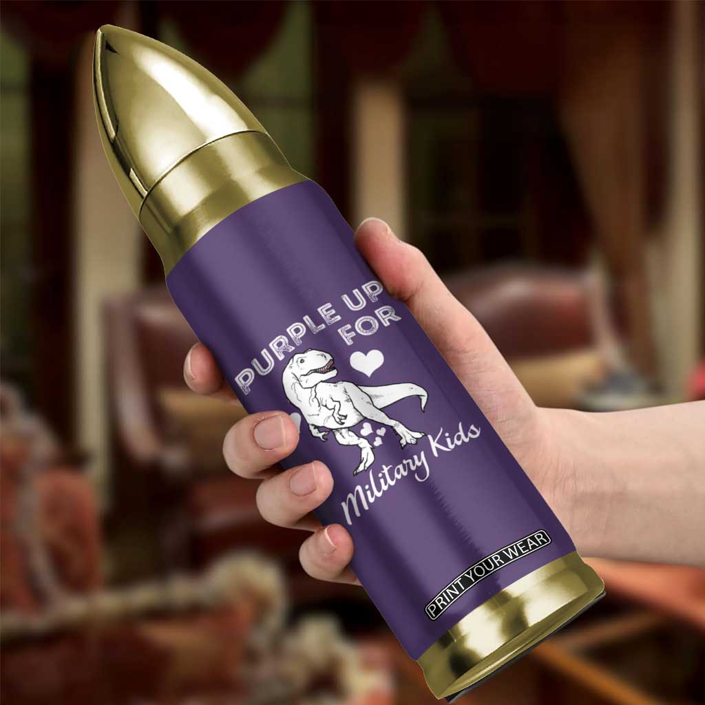 Purple Up For Military Kids Bullet Tumbler Military Child Month Dinosaur TS02 Print Your Wear