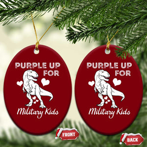 Purple Up For Military Kids Ceramic Ornament Military Child Month Dinosaur TS02 Print Your Wear