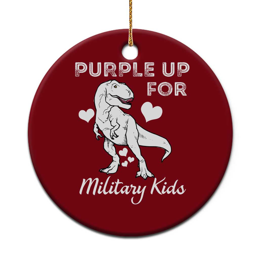 Purple Up For Military Kids Ceramic Ornament Military Child Month Dinosaur TS02 1pc Red Print Your Wear