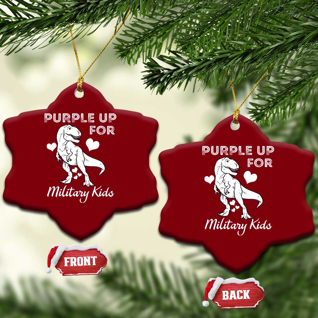Purple Up For Military Kids Ceramic Ornament Military Child Month Dinosaur TS02 Print Your Wear