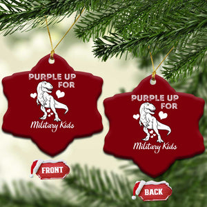 Purple Up For Military Kids Ceramic Ornament Military Child Month Dinosaur TS02 Print Your Wear