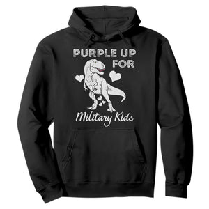 Purple Up For Military Kids Hoodie Military Child Month Dinosaur TS02 Black Print Your Wear