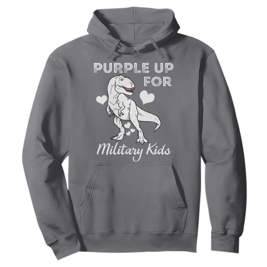 Purple Up For Military Kids Hoodie Military Child Month Dinosaur TS02 Charcoal Print Your Wear