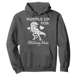 Purple Up For Military Kids Hoodie Military Child Month Dinosaur TS02 Dark Heather Print Your Wear