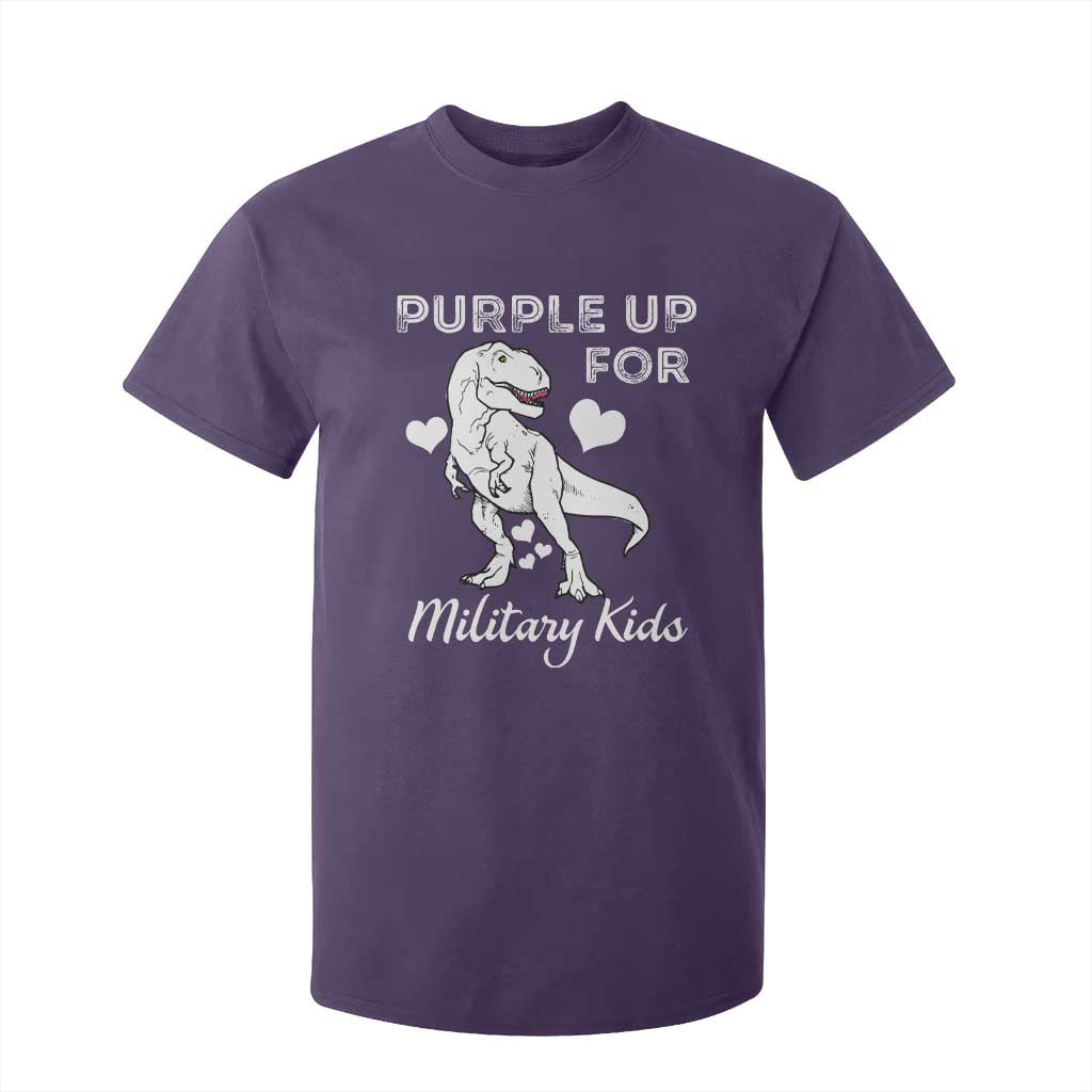 Purple Up For Military Kids T Shirt For Kid Military Child Month Dinosaur TS02 Purple Print Your Wear