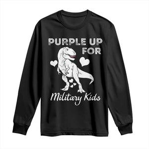 Purple Up For Military Kids Long Sleeve Shirt Military Child Month Dinosaur TS02 Black Print Your Wear