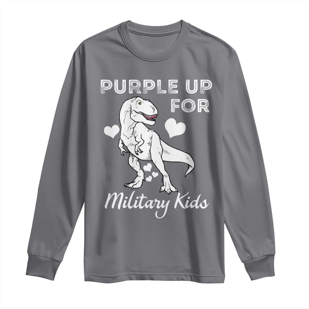 Purple Up For Military Kids Long Sleeve Shirt Military Child Month Dinosaur TS02 Charcoal Print Your Wear