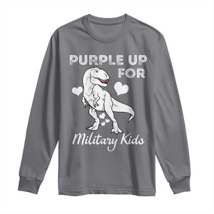 Purple Up For Military Kids Long Sleeve Shirt Military Child Month Dinosaur TS02 Charcoal Print Your Wear