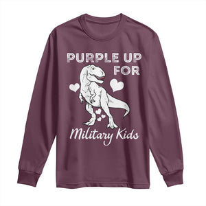 Purple Up For Military Kids Long Sleeve Shirt Military Child Month Dinosaur TS02 Maroon Print Your Wear