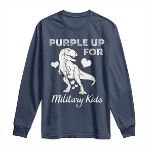 Purple Up For Military Kids Long Sleeve Shirt Military Child Month Dinosaur TS02 Navy Print Your Wear