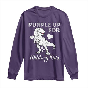 Purple Up For Military Kids Long Sleeve Shirt Military Child Month Dinosaur TS02 Purple Print Your Wear