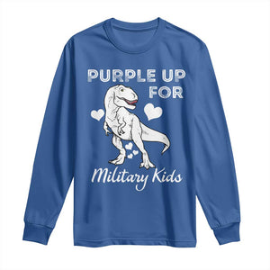 Purple Up For Military Kids Long Sleeve Shirt Military Child Month Dinosaur TS02 Royal Blue Print Your Wear