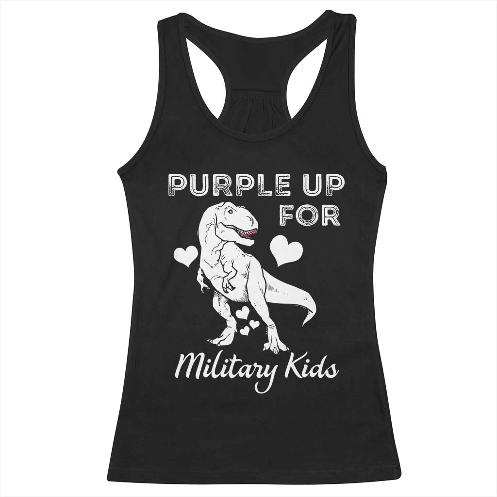 Purple Up For Military Kids Racerback Tank Top Military Child Month Dinosaur TS02 Black Print Your Wear