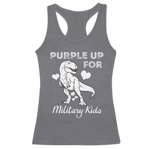 Purple Up For Military Kids Racerback Tank Top Military Child Month Dinosaur TS02 Charcoal Print Your Wear