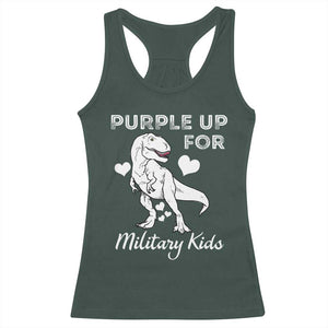 Purple Up For Military Kids Racerback Tank Top Military Child Month Dinosaur TS02 Dark Forest Green Print Your Wear