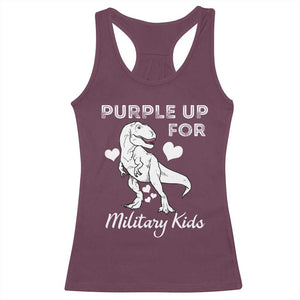 Purple Up For Military Kids Racerback Tank Top Military Child Month Dinosaur TS02 Maroon Print Your Wear