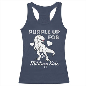 Purple Up For Military Kids Racerback Tank Top Military Child Month Dinosaur TS02 Navy Print Your Wear