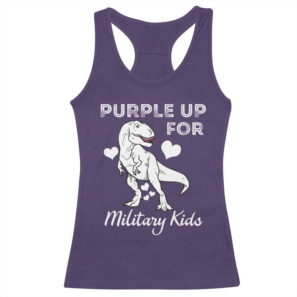 Purple Up For Military Kids Racerback Tank Top Military Child Month Dinosaur TS02 Purple Print Your Wear
