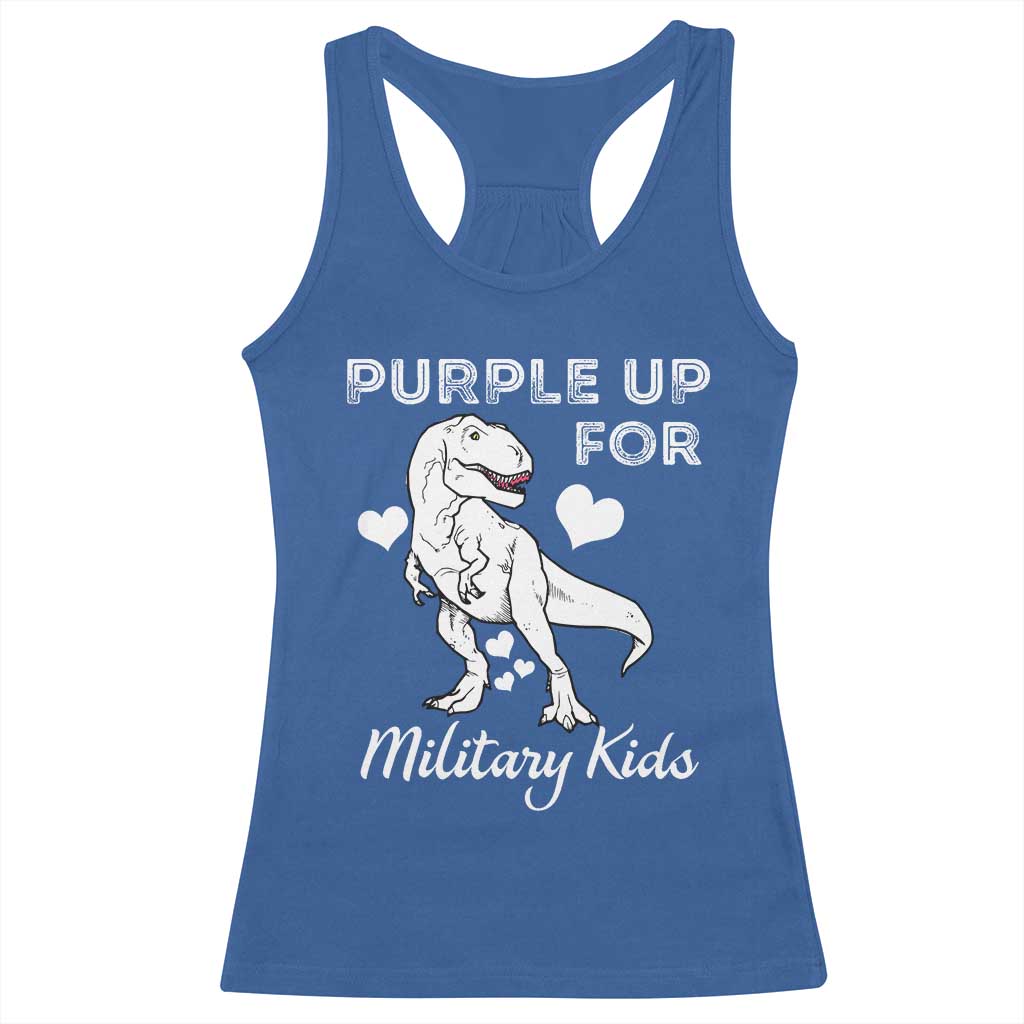 Purple Up For Military Kids Racerback Tank Top Military Child Month Dinosaur TS02 Royal Blue Print Your Wear