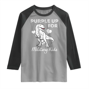 Purple Up For Military Kids Raglan Shirt Military Child Month Dinosaur TS02 Sport Gray Black Print Your Wear