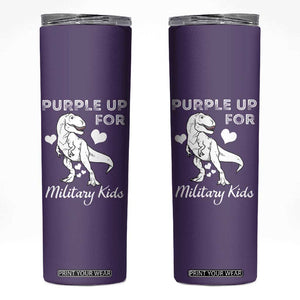 Purple Up For Military Kids Skinny Tumbler Military Child Month Dinosaur TS02 Purple Print Your Wear