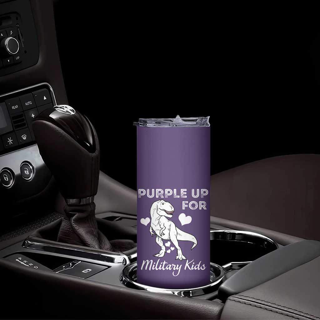 Purple Up For Military Kids Skinny Tumbler Military Child Month Dinosaur TS02 Print Your Wear